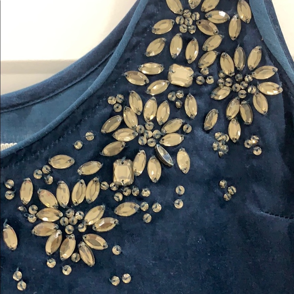 Abercrombie and Fitch Navy Jeweled Tank